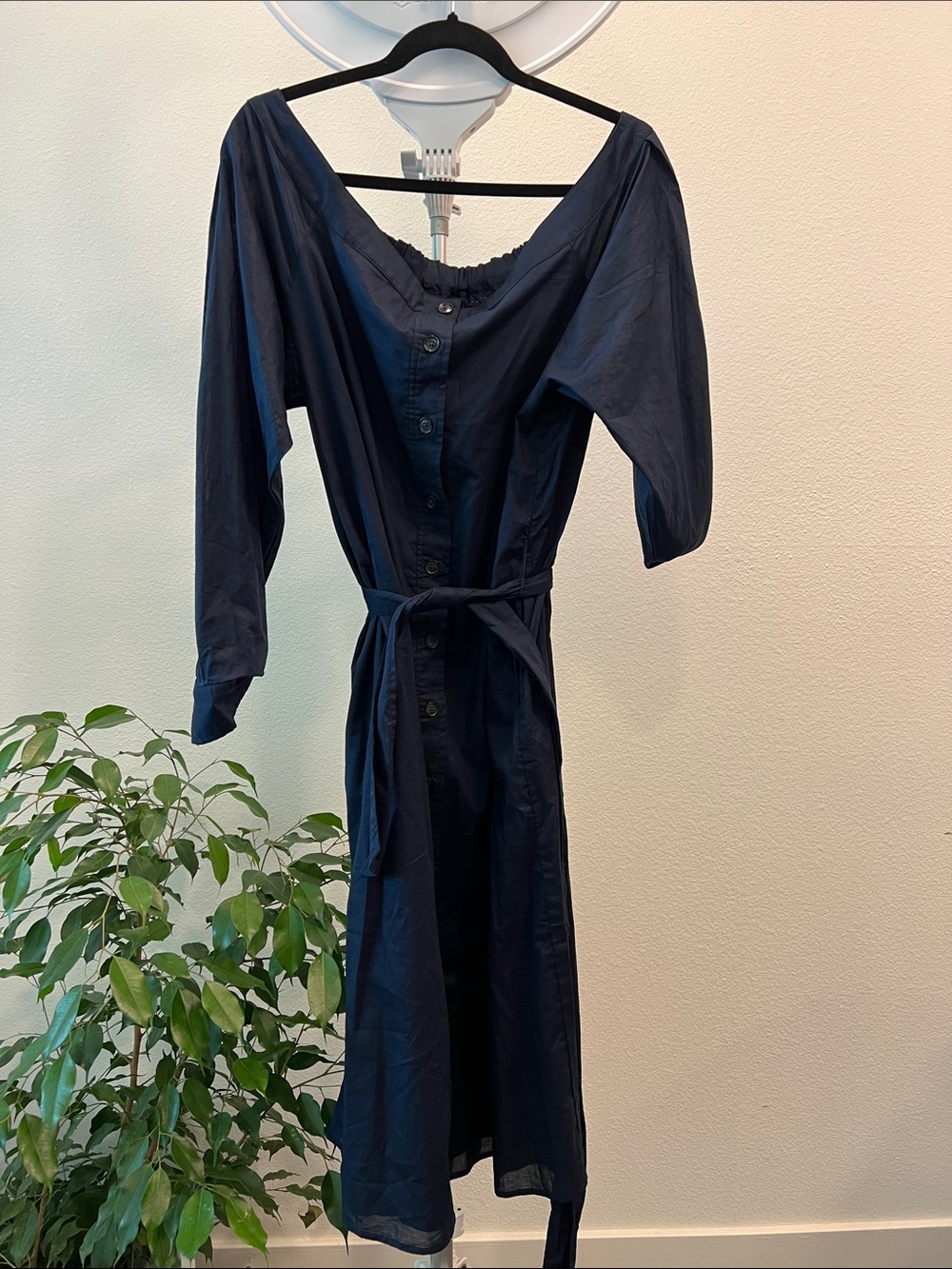 Banana republic Navy Button-Front Belted Women's Dress